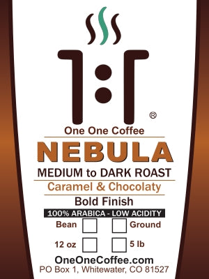 One One Coffee Nebula Medium to dark roast gourmet coffee
