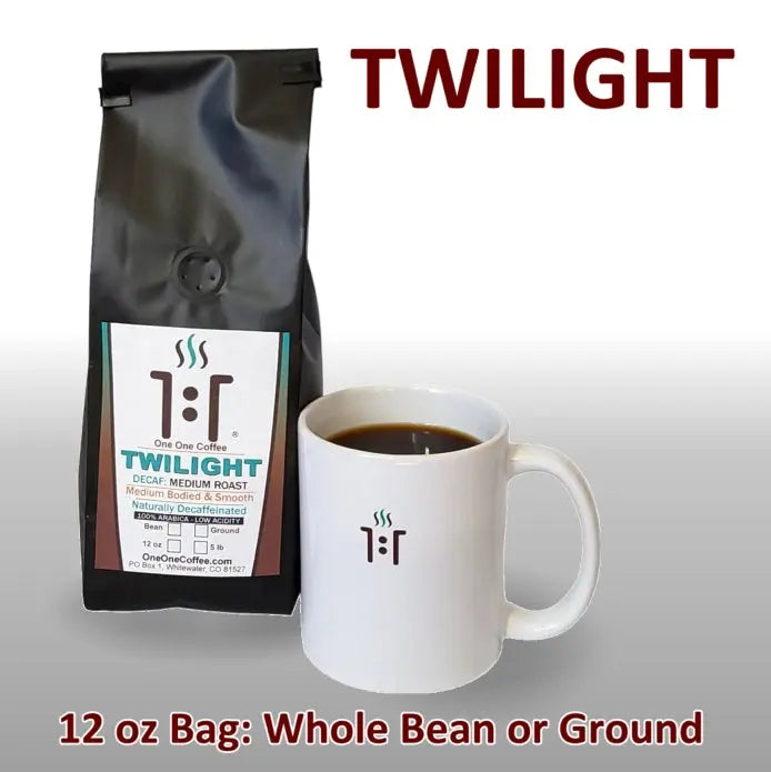 Twilight Medium Roast Decaf Coffee from One One Coffee 12 oz