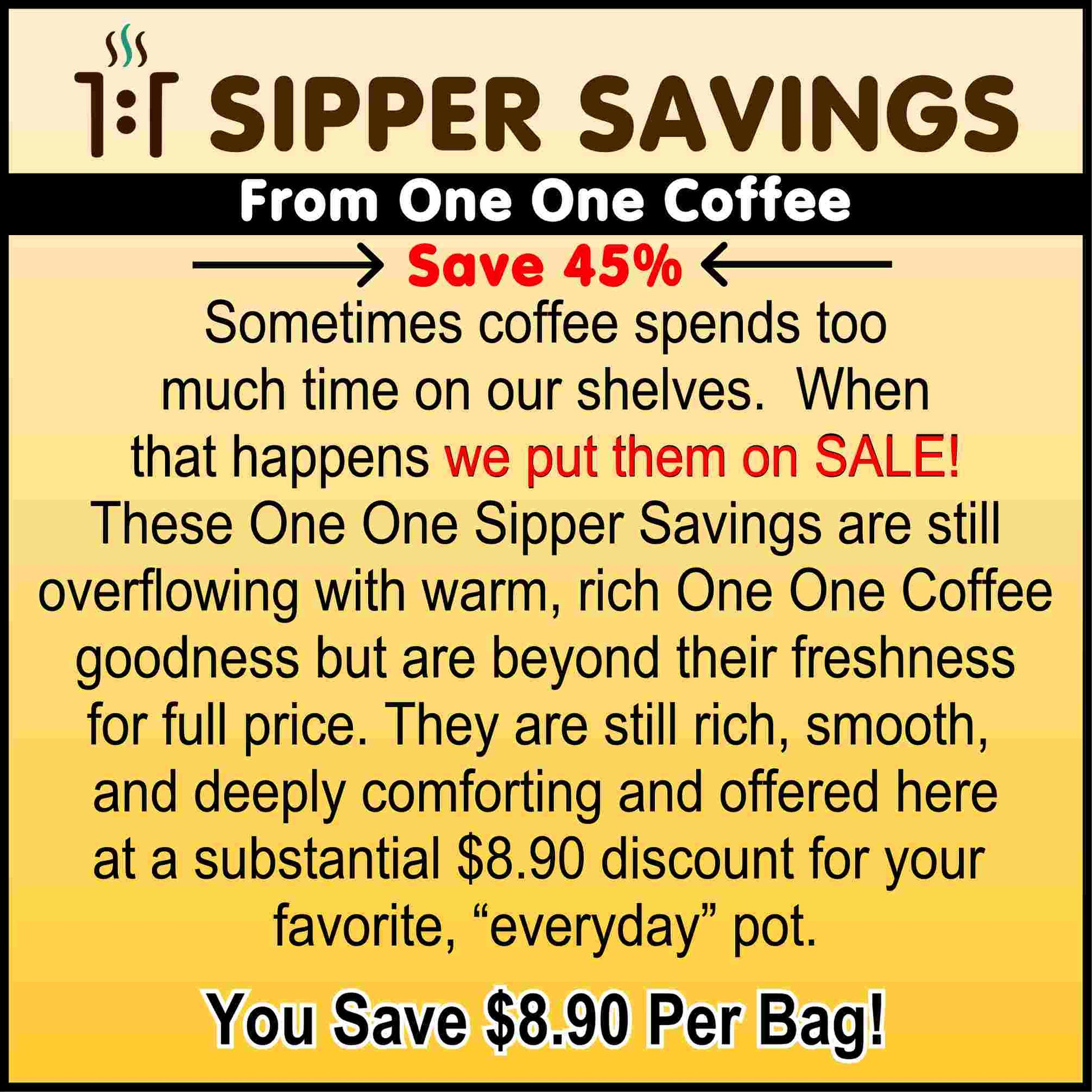 EQUINOX - Sipper Saver Light & Dark Blend Roast Gourmet Coffee OneOneCoffee